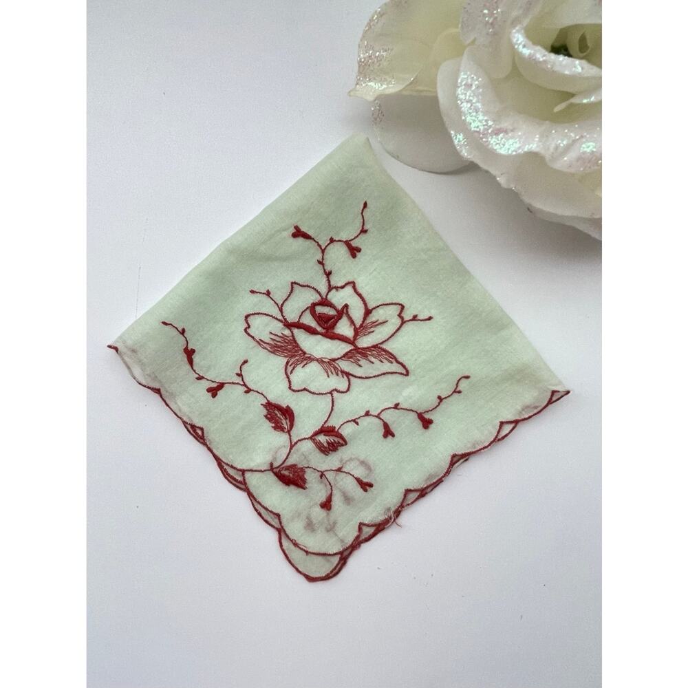Vintage Teal  Embroidered Lovely Hankie